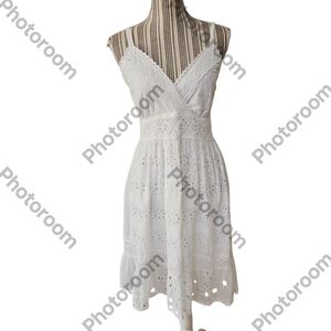 Me2Magic Woman SpagettiStrap Tiered Crochet Embroided Eyelet Fit&Flare Dress S